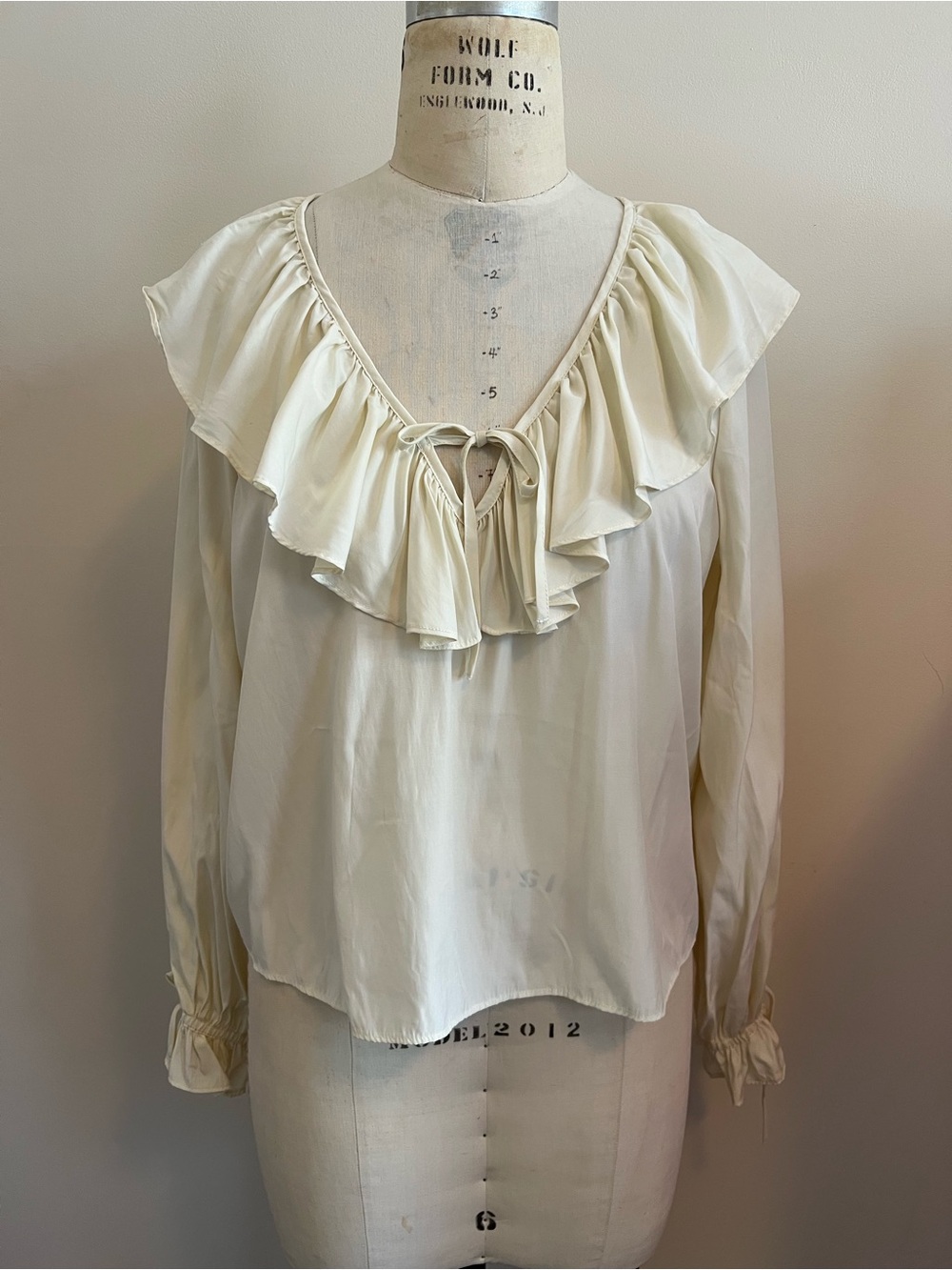 WeWoreWhat Cream Ruffle Tie-Front Blouse